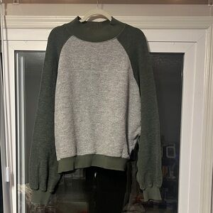 Prana Olive and Heather Gray Crewneck Sweater